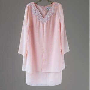 VTG Nah Nah Collections Light Peach Chiffon Beaded Midnight Flyaway Dress Sz 14W